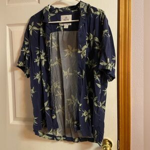Hawaiian Top Blue with Green orchids.